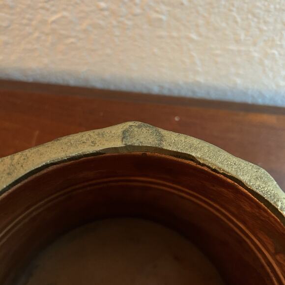 Vintage Solid Copper Small Pot Pain Brass Handle Mixed Metals Farmhouse - Picture 7 of 7